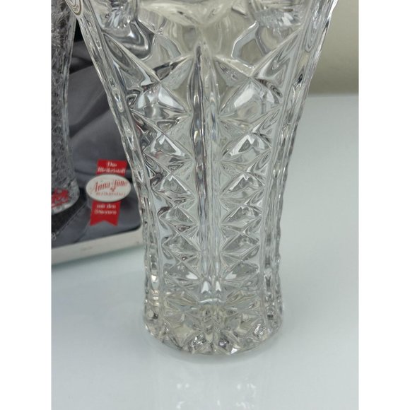 Vintage Anna Hutte Bleikristall Crystal Clear Studios Vase Dorsette Germany Rose - Picture 11 of 16